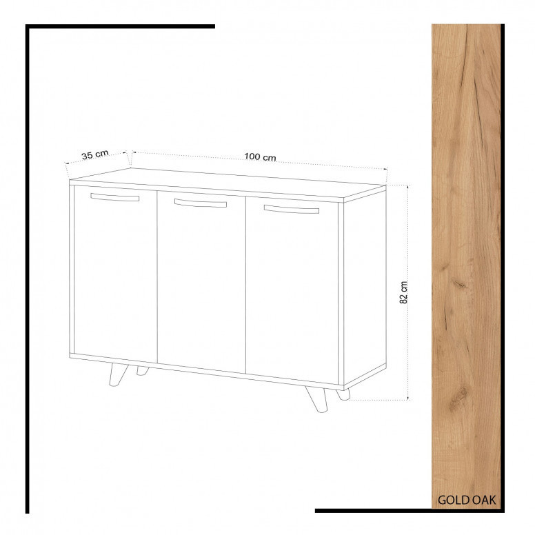 Comoda Model Piffa, Stejar/Alb, 100x35x82 cm Comoda Model Piffa, Stejar/Alb, 100x35x82 cm