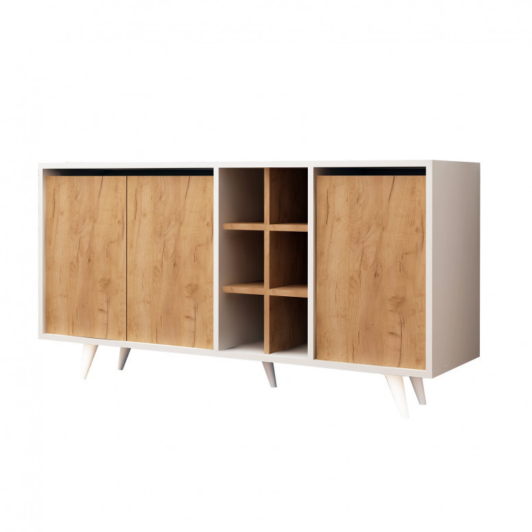 Comoda Model Prava, Stejar/Alb, 140x40x86 cm Comoda Model Prava, Stejar/Alb, 140x40x86 cm