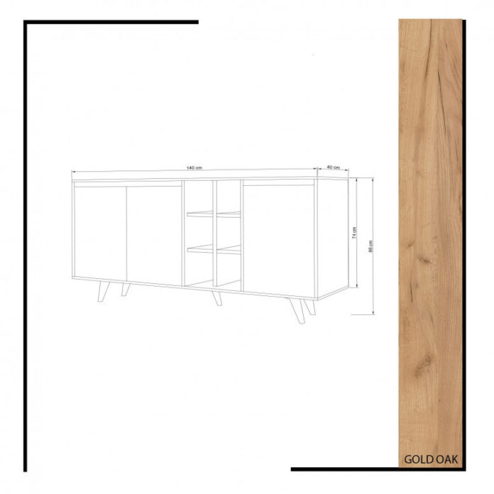 Comoda Model Prava, Stejar/Alb, 140x40x86 cm Comoda Model Prava, Stejar/Alb, 140x40x86 cm