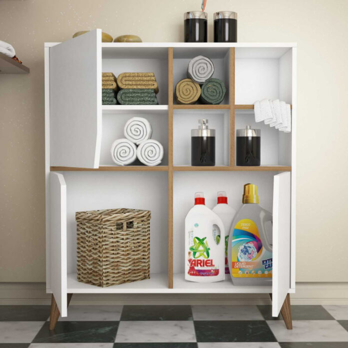 Comoda Model Pulse, Alb/Nuc, 100x30x115 cm