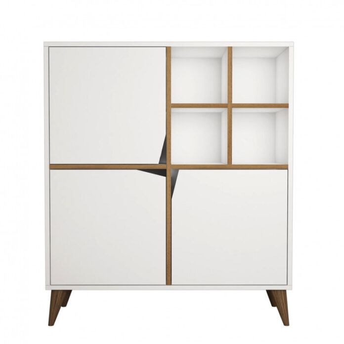 Comoda Model Pulse, Alb/Nuc, 100x30x115 cm