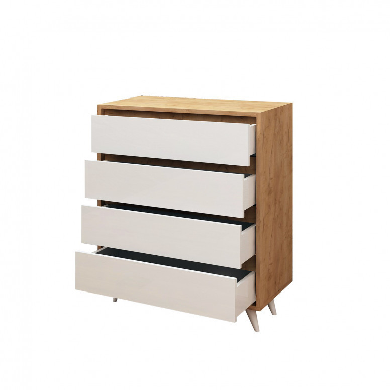 Comoda Model Suvera, Stejar/Alb, 70x40x86 cm Comoda Model Suvera, Stejar/Alb, 70x40x86 cm