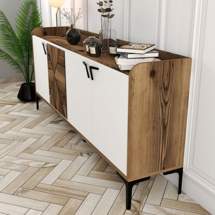 Comoda Model Venedik, Nuc/Alb, 180x35x78 cm Comoda Model Venedik, Nuc/Alb, 180x35x78 cm