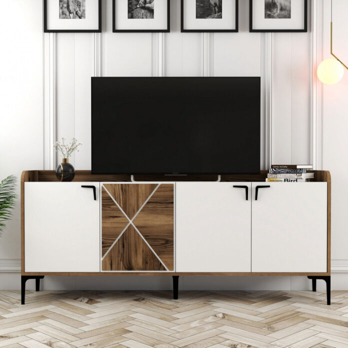 Comoda Model Venedik, Nuc/Alb, 180x35x78 cm Comoda Model Venedik, Nuc/Alb, 180x35x78 cm