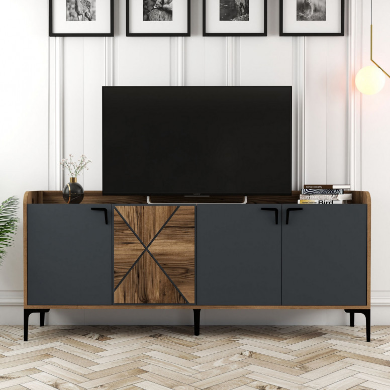 Comoda Model Venedik, Nuc/Antracit, 180x35x78 cm Comoda Model Venedik, Nuc/Antracit, 180x35x78 cm