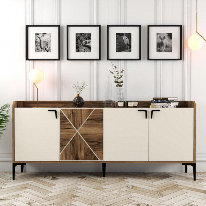 Comoda Model Venedik, Nuc/Crem, 180x35x78 cm Comoda Model Venedik, Nuc/Crem, 180x35x78 cm