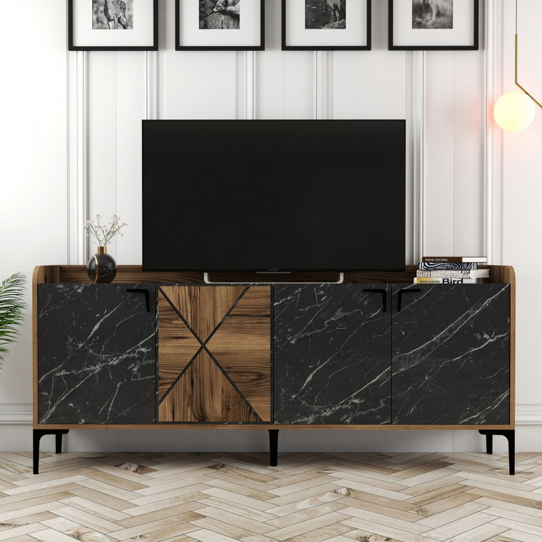 Comoda Model Venedik, Nuc/Negru, 180x35x78 cm Comoda Model Venedik, Nuc/Negru, 180x35x78 cm
