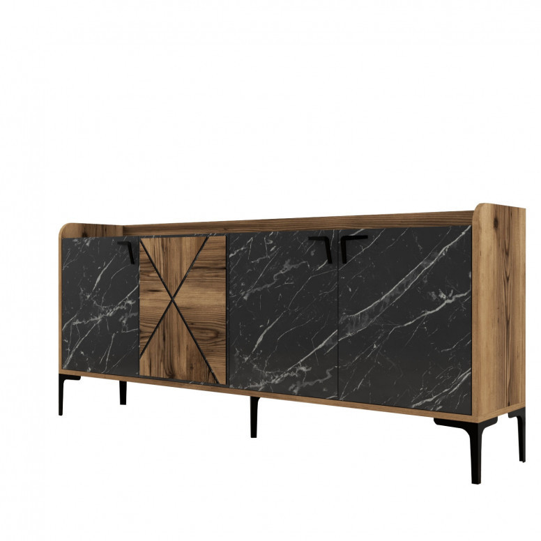 Comoda Model Venedik, Nuc/Negru, 180x35x78 cm Comoda Model Venedik, Nuc/Negru, 180x35x78 cm
