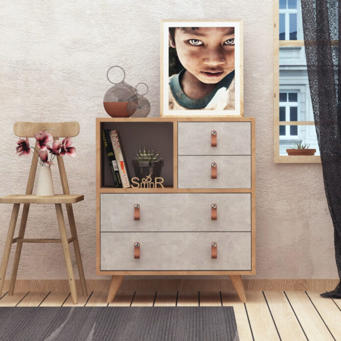 Comoda Model Witlof, Stejar/Alb, 70x40x88.6 cm Comoda Model Witlof, Stejar/Alb, 70x40x88.6 cm