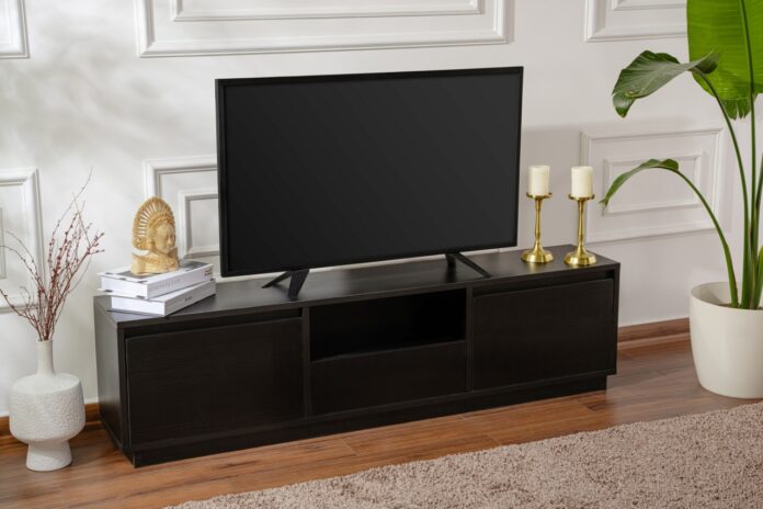 Comoda TV Model Vanguard, Lemn Negru Comoda TV Model Vanguard, Lemn Negru