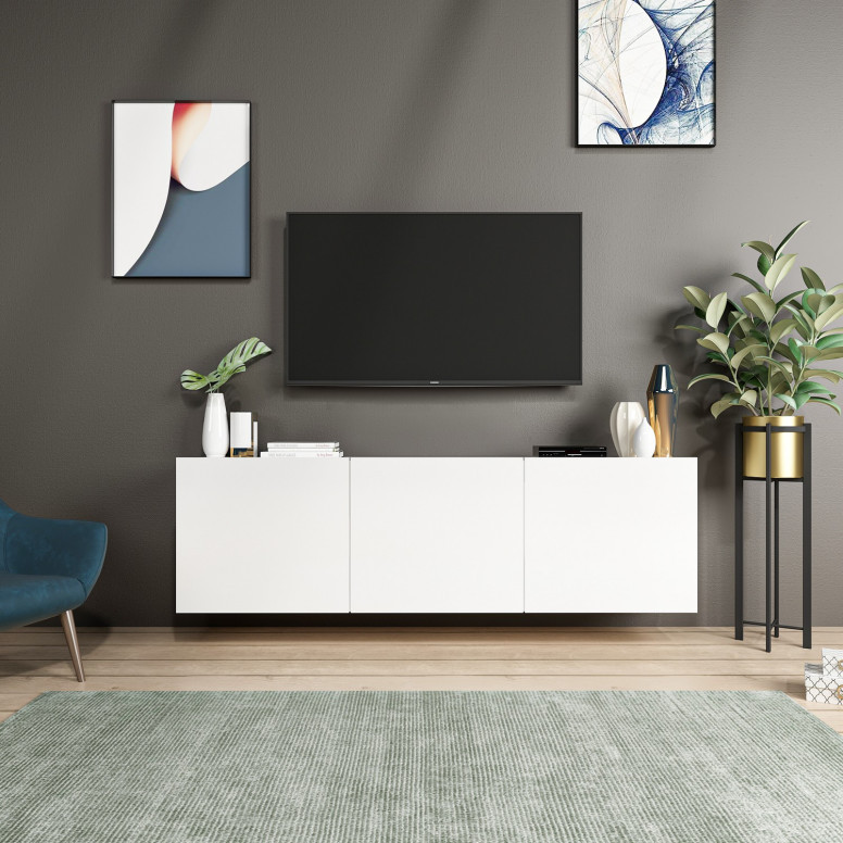 Comoda TV Salvador, Model Alb, 150x44x31 cm, Alb Comoda TV Salvador, Model Alb, 150x44x31 cm, Alb