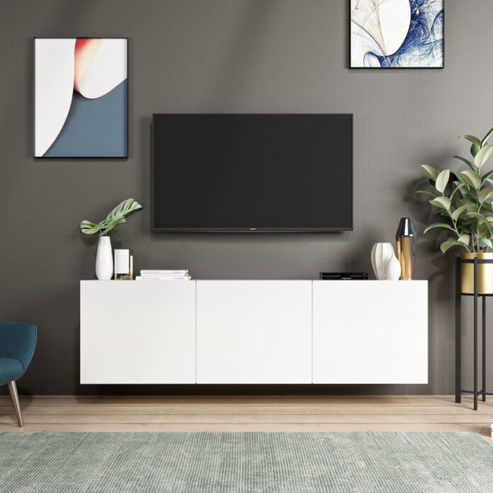 Comoda TV Salvador, Model Alb, 150x44x31 cm, Alb Comoda TV Salvador, Model Alb, 150x44x31 cm, Alb