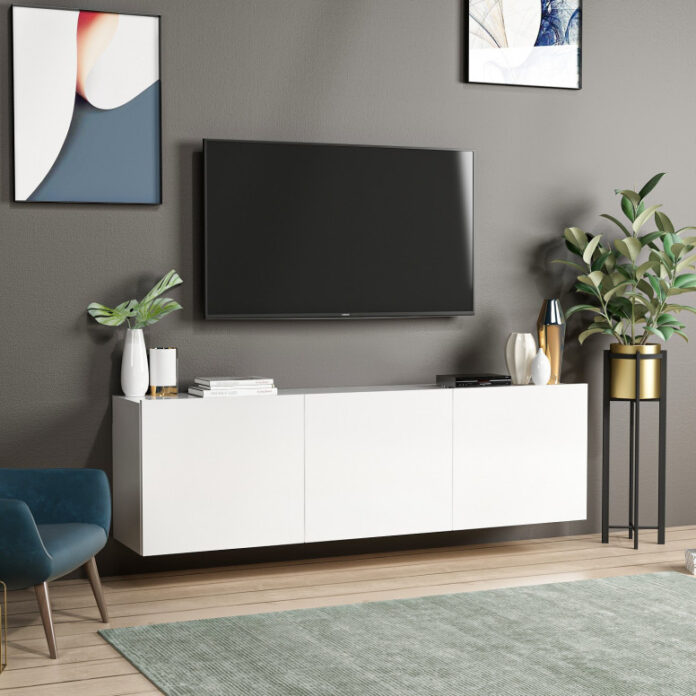 Comoda TV Salvador, Model Alb, 150x44x31 cm, Alb Comoda TV Salvador, Model Alb, 150x44x31 cm, Alb