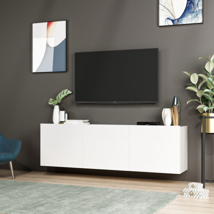 Comoda TV Salvador, Model Alb, 150x44x31 cm, Alb Comoda TV Salvador, Model Alb, 150x44x31 cm, Alb