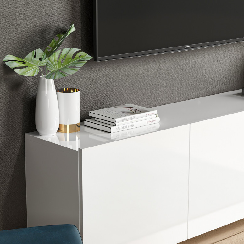 Comoda TV Salvador, Model Alb, 150x44x31 cm, Alb Comoda TV Salvador, Model Alb, 150x44x31 cm, Alb