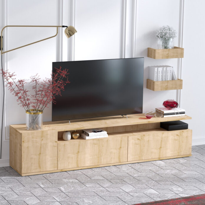 Comoda TV Salvador, Model Alika, 180x45x35 cm, Stejar Comoda TV Salvador, Model Alika, 180x45x35 cm, Stejar
