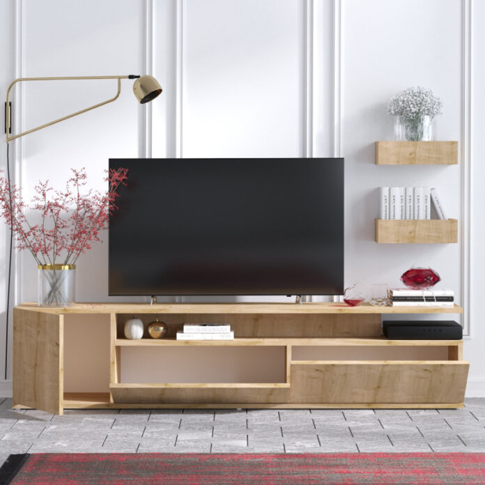 Comoda TV Salvador, Model Alika, 180x45x35 cm, Stejar Comoda TV Salvador, Model Alika, 180x45x35 cm, Stejar