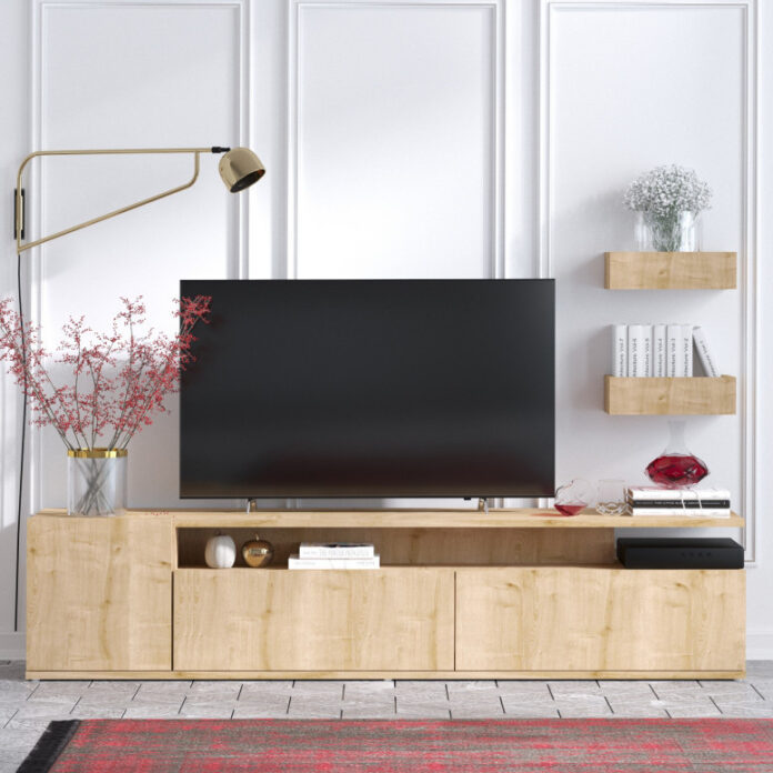 Comoda TV Salvador, Model Alika, 180x45x35 cm, Stejar Comoda TV Salvador, Model Alika, 180x45x35 cm, Stejar