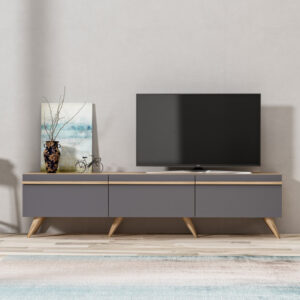 Comoda TV Salvador, Model Amsterdam, 180x42x35 cm, Antracit Comoda TV Salvador, Model Amsterdam, 180x42x35 cm, Antracit