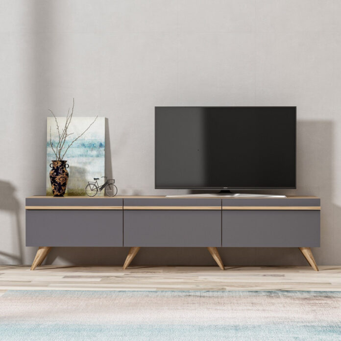 Comoda TV Salvador, Model Amsterdam, 180x42x35 cm, Antracit Comoda TV Salvador, Model Amsterdam, 180x42x35 cm, Antracit