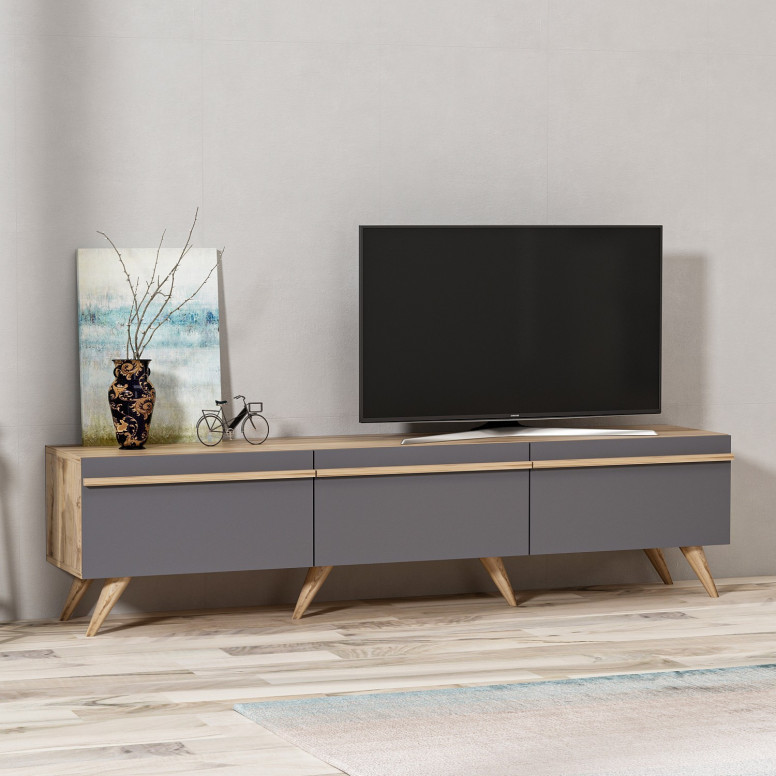 Comoda TV Salvador, Model Amsterdam, 180x42x35 cm, Antracit Comoda TV Salvador, Model Amsterdam, 180x42x35 cm, Antracit