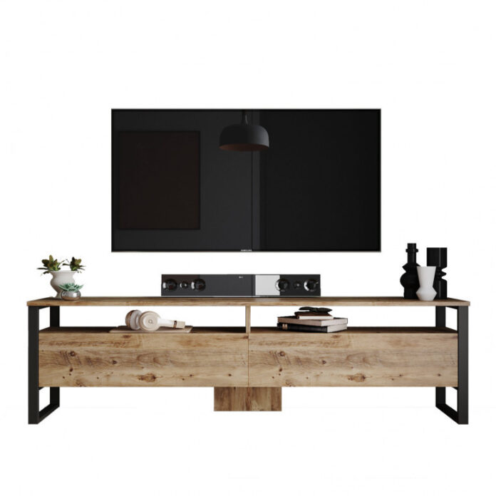 Comoda TV Salvador, Model Ansamblu, 180x56x35.5 cm, Pin atlantic Comoda TV Salvador, Model Ansamblu, 180x56x35.5 cm, Pin atlantic