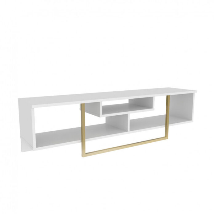 Comoda TV Salvador, Model Asal, 150x40x35.2 cm, Alb/Auriu Comoda TV Salvador, Model Asal, 150x40x35.2 cm, Alb/Auriu