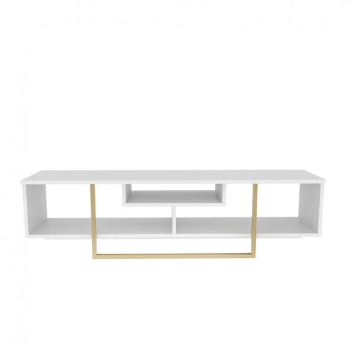 Comoda TV Salvador, Model Asal, 150x40x35.2 cm, Alb/Auriu Comoda TV Salvador, Model Asal, 150x40x35.2 cm, Alb/Auriu