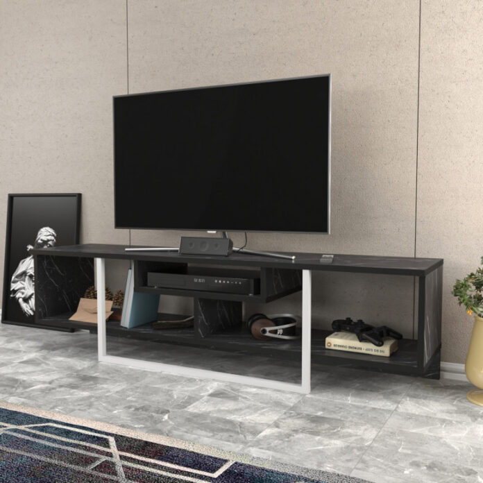 Comoda TV Salvador, Model Asal, 150x40x35.2 cm, Negru/Alb Comoda TV Salvador, Model Asal, 150x40x35.2 cm, Negru/Alb