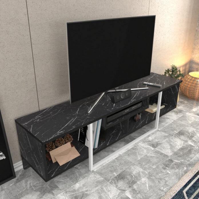 Comoda TV Salvador, Model Asal, 150x40x35.2 cm, Negru/Alb Comoda TV Salvador, Model Asal, 150x40x35.2 cm, Negru/Alb