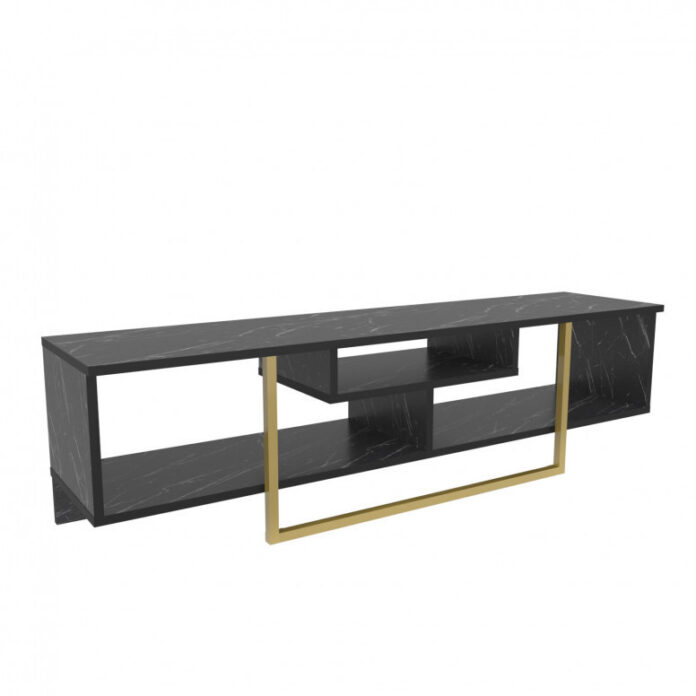 Comoda TV Salvador, Model Asal, 150x40x35.2 cm, Negru/Auriu Comoda TV Salvador, Model Asal, 150x40x35.2 cm, Negru/Auriu