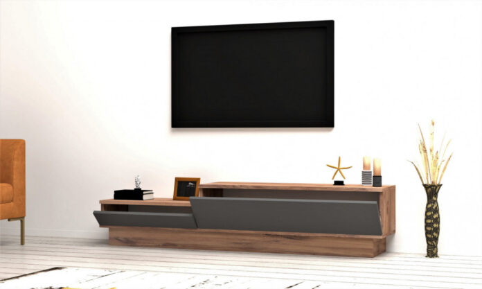 Comoda TV Salvador, Model Asır, 160x35x35 cm, Natural/Gri Comoda TV Salvador, Model Asır, 160x35x35 cm, Natural/Gri