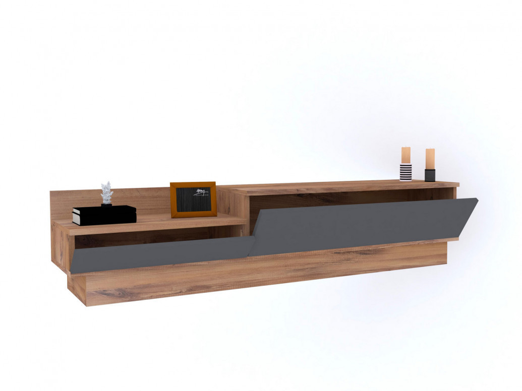 Comoda TV Salvador, Model Asır, 160x35x35 cm, Natural/Gri Comoda TV Salvador, Model Asır, 160x35x35 cm, Natural/Gri