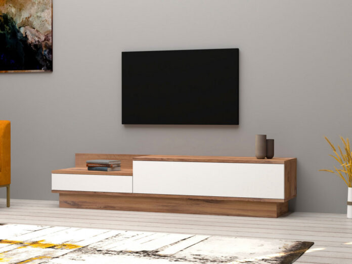 Comoda TV Salvador, Model Barko, 160x35x35 cm, Alb/Nuc Comoda TV Salvador, Model Barko, 160x35x35 cm, Alb/Nuc