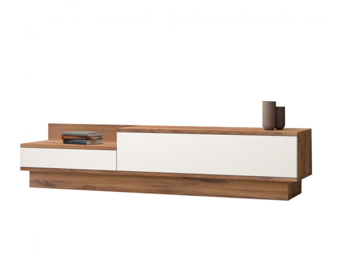 Comoda TV Salvador, Model Barko, 160x35x35 cm, Alb/Nuc Comoda TV Salvador, Model Barko, 160x35x35 cm, Alb/Nuc