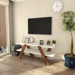 Comoda TV Salvador, Model Basic, 120x45x33.1 cm, Alb/Nuc Comoda TV Salvador, Model Basic, 120x45x33.1 cm, Alb/Nuc