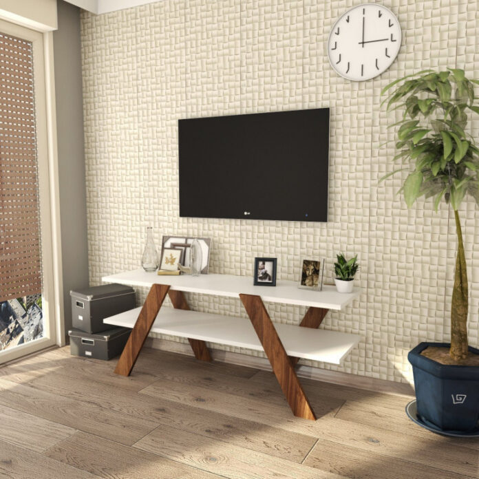 Comoda TV Salvador, Model Basic, 120x45x33.1 cm, Alb/Nuc Comoda TV Salvador, Model Basic, 120x45x33.1 cm, Alb/Nuc