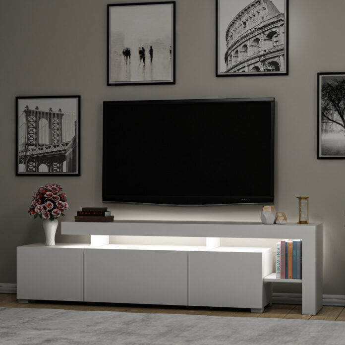 Comoda TV Salvador, Model Beliz, 192x53x37 cm, Alb Comoda TV Salvador, Model Beliz, 192x53x37 cm, Alb