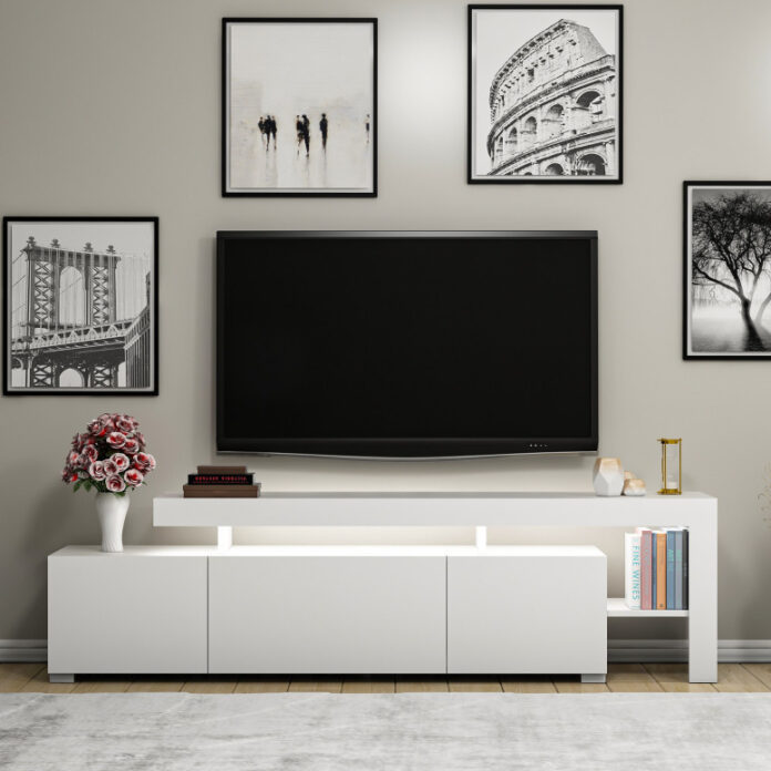 Comoda TV Salvador, Model Beliz, 192x53x37 cm, Alb Comoda TV Salvador, Model Beliz, 192x53x37 cm, Alb