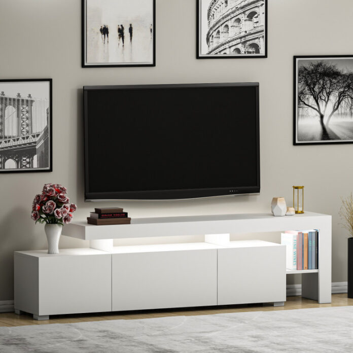 Comoda TV Salvador, Model Beliz, 192x53x37 cm, Alb Comoda TV Salvador, Model Beliz, 192x53x37 cm, Alb