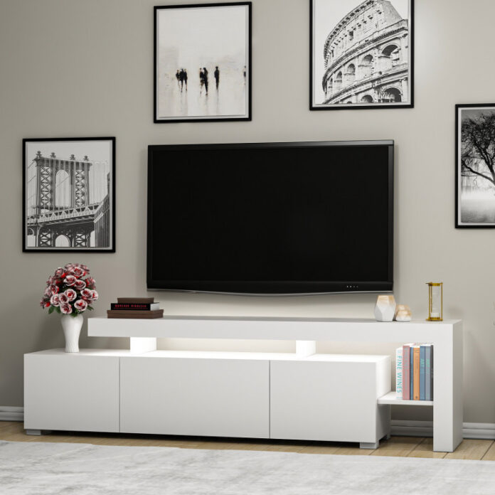 Comoda TV Salvador, Model Beliz, 192x53x37 cm, Alb Comoda TV Salvador, Model Beliz, 192x53x37 cm, Alb