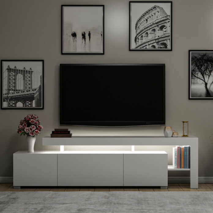 Comoda TV Salvador, Model Beliz, 192x53x37 cm, Alb Comoda TV Salvador, Model Beliz, 192x53x37 cm, Alb