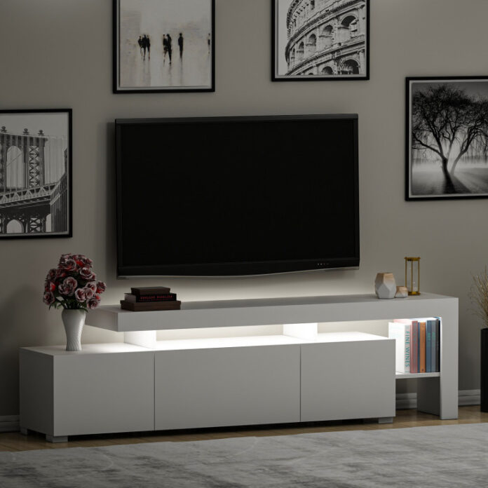Comoda TV Salvador, Model Beliz, 192x53x37 cm, Alb Comoda TV Salvador, Model Beliz, 192x53x37 cm, Alb