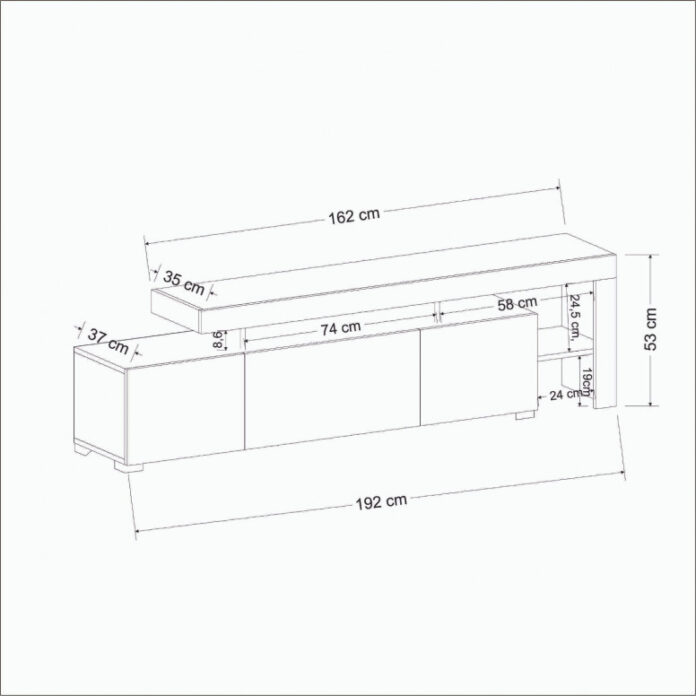 Comoda TV Salvador, Model Beliz, 192x53x37 cm, Antracit