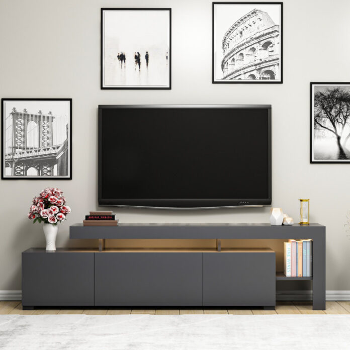 Comoda TV Salvador, Model Beliz, 192x53x37 cm, Antracit