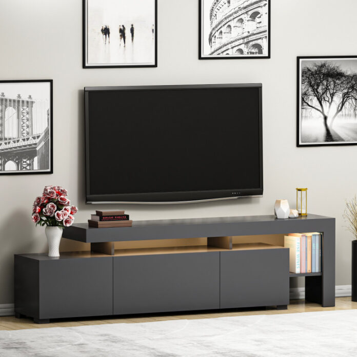 Comoda TV Salvador, Model Beliz, 192x53x37 cm, Antracit Comoda TV Salvador, Model Beliz, 192x53x37 cm, Antracit