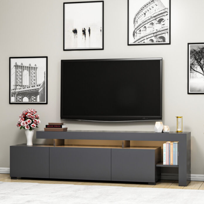 Comoda TV Salvador, Model Beliz, 192x53x37 cm, Antracit Comoda TV Salvador, Model Beliz, 192x53x37 cm, Antracit