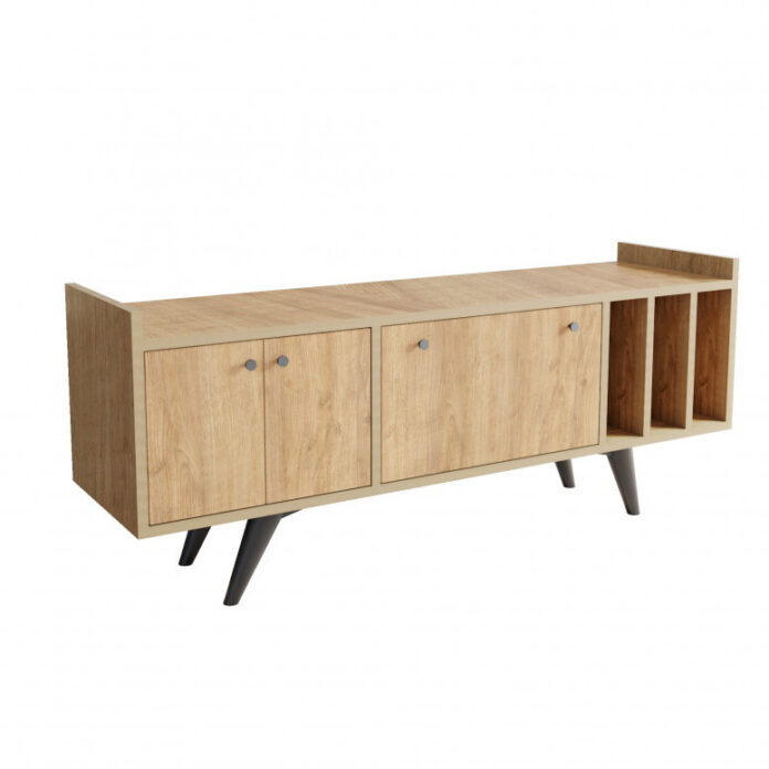 Comoda TV Salvador, Model Brukge, 150x56x40 cm, Stejar Comoda TV Salvador, Model Brukge, 150x56x40 cm, Stejar