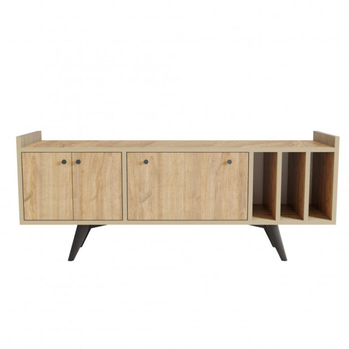 Comoda TV Salvador, Model Brukge, 150x56x40 cm, Stejar Comoda TV Salvador, Model Brukge, 150x56x40 cm, Stejar
