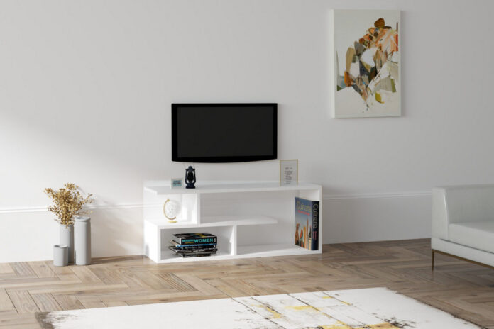 Comoda TV Salvador, Model Cafu, 100x40x29.6 cm, Alb Comoda TV Salvador, Model Cafu, 100x40x29.6 cm, Alb